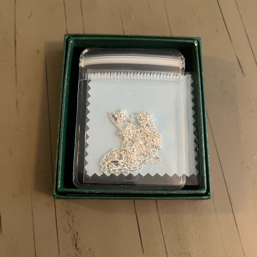 CZ Silver Clover Necklace - Picture 8 of 9